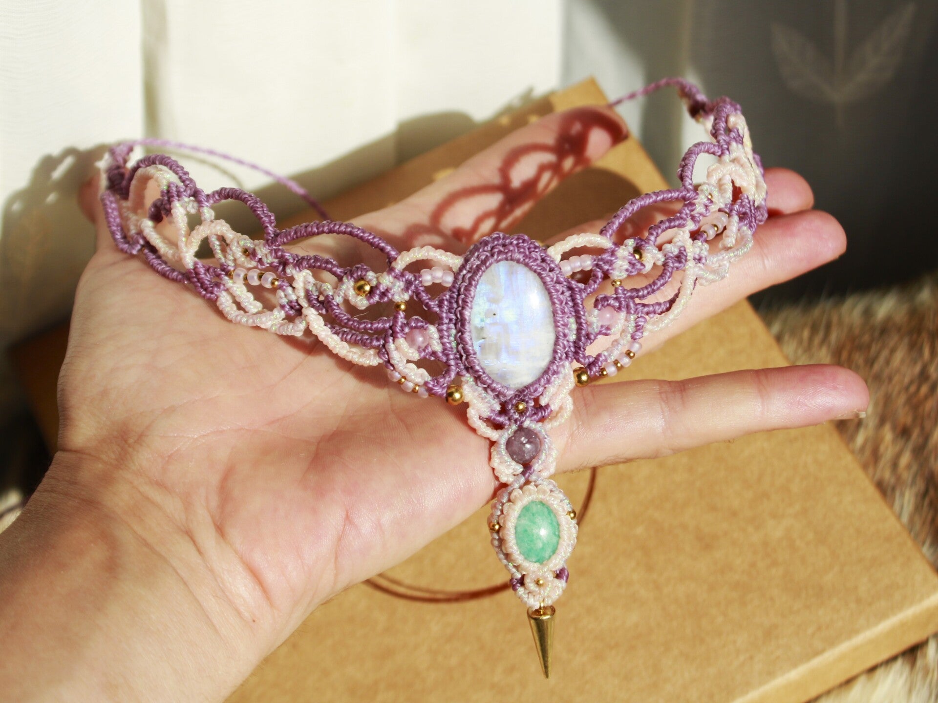 ✨Pedido personalizado Tamara- Collar único con Piedra Luna y Amazonita.