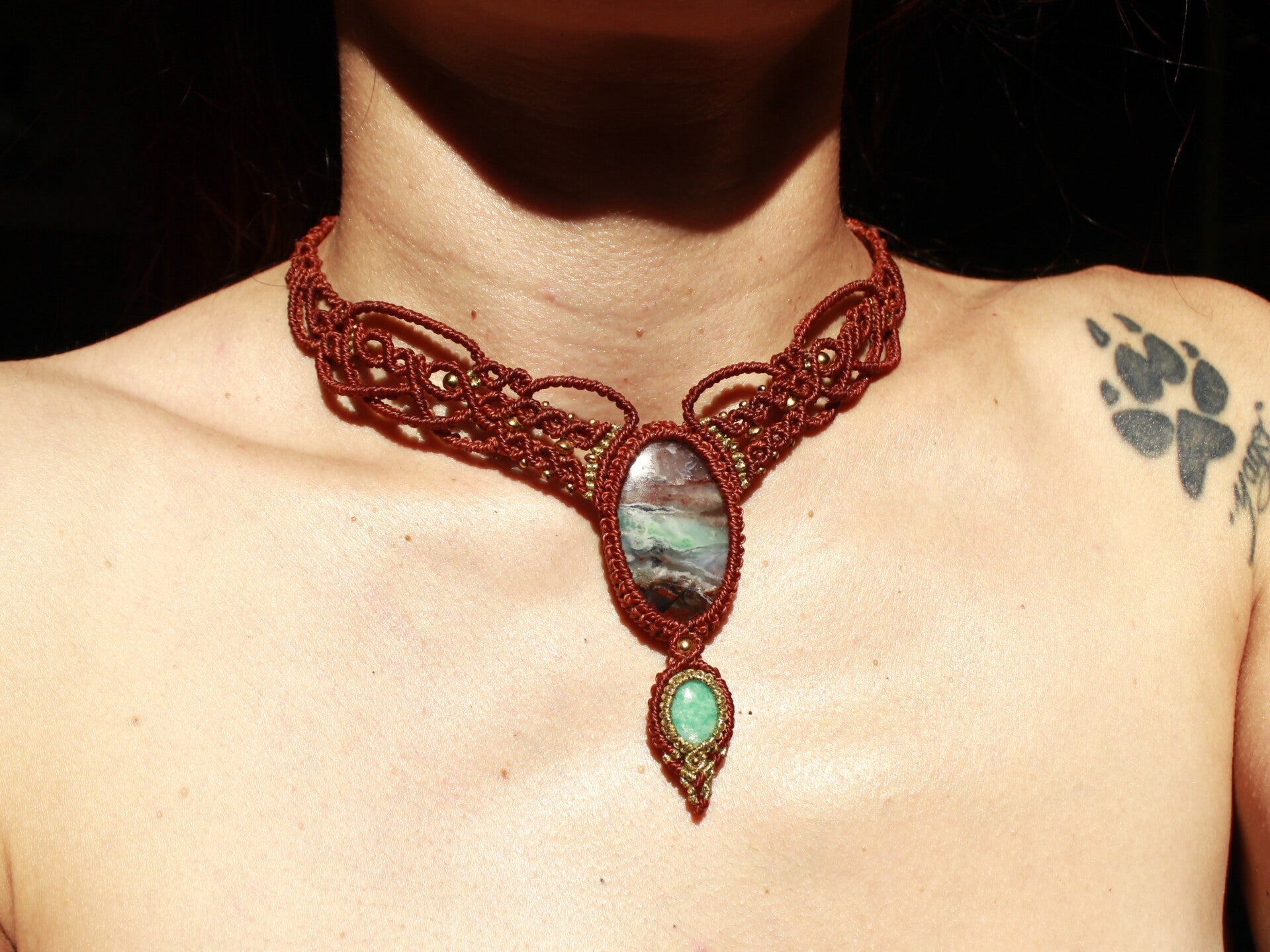 Gargantilla o collar ''Sea Vibes'' con Aquaprase y Amazonita.
