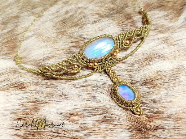 Collar gargantilla ''Ysera'' con Piedra Luna y Ópalo Australiano