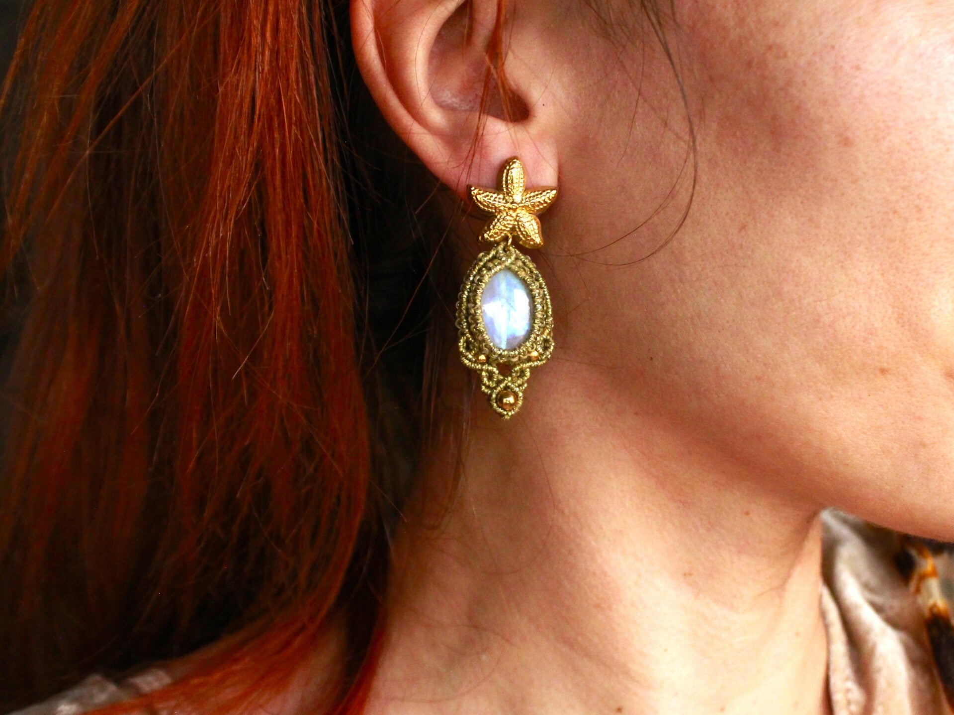 Pendientes Sea con Piedra Luna arcoiris