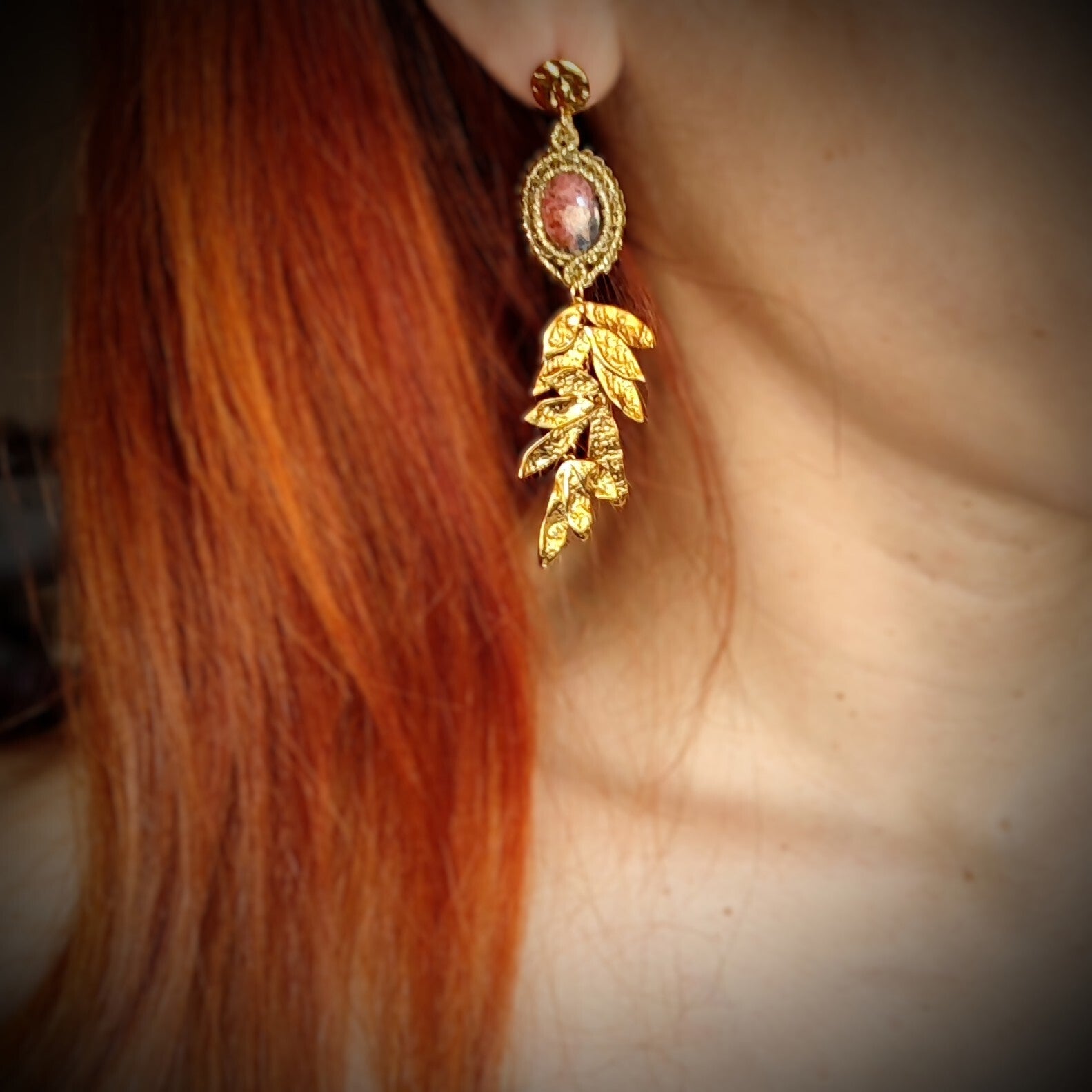 Pendientes ''Brisa'' con Rodonitas