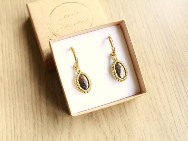 ✨Pedido personalizado Alicia. Pendientes con Zafiro dorado facetado.