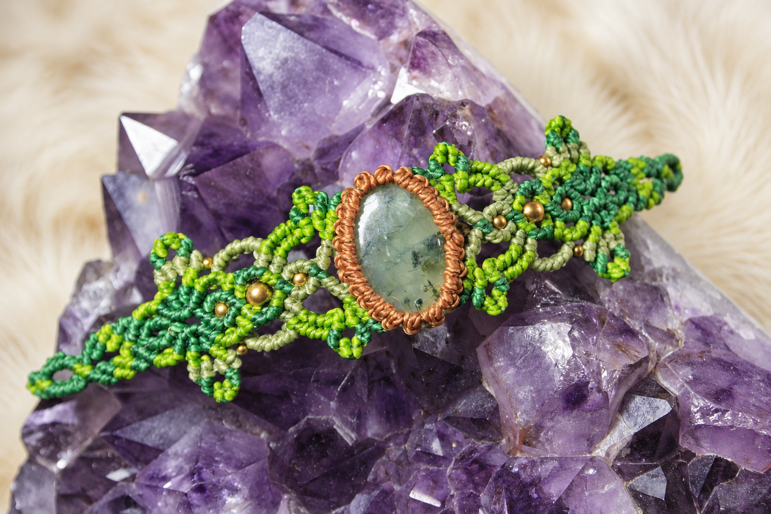 🌈 Pulsera Bosque con Prehnita.