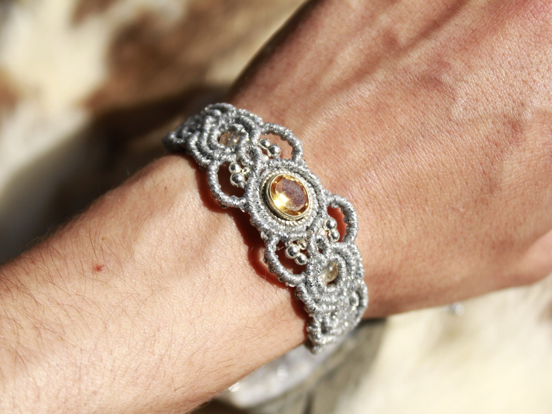 🧚‍♀️Pulsera Morgana con Citrino facetado. Plata de Ley