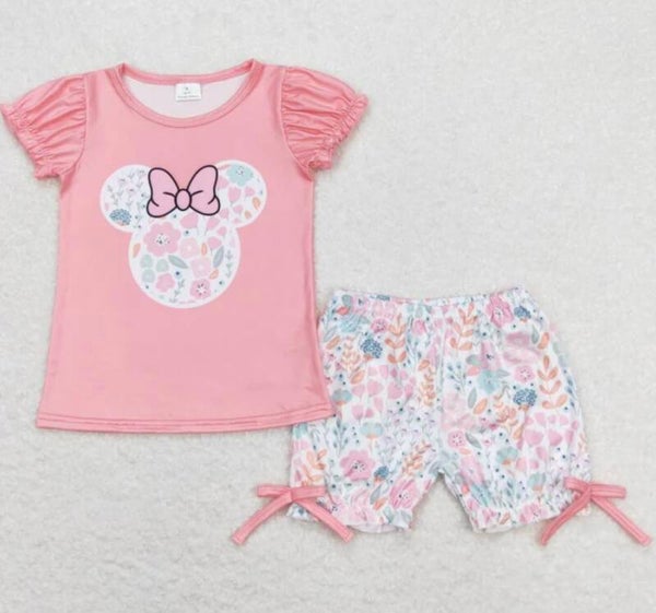 Floral mouse shorts set