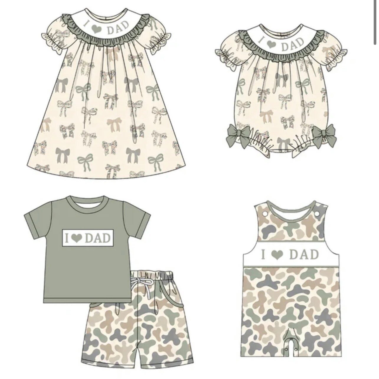 I (heart) Dad camo & bow’s