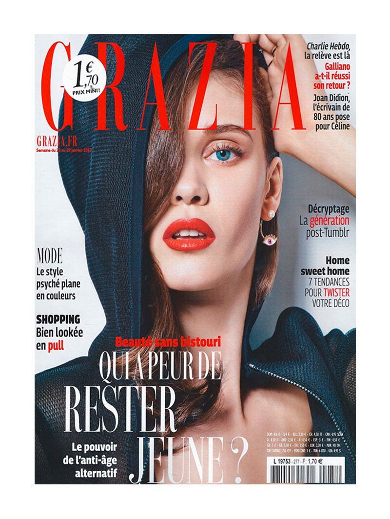 Couverture du magazine Grazia présentant le drainage du visage en 2015