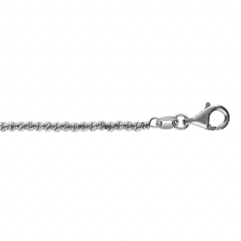 BRACELET ARGENT RHODIÉ BOULES DIAMANTÉES 16+3CM