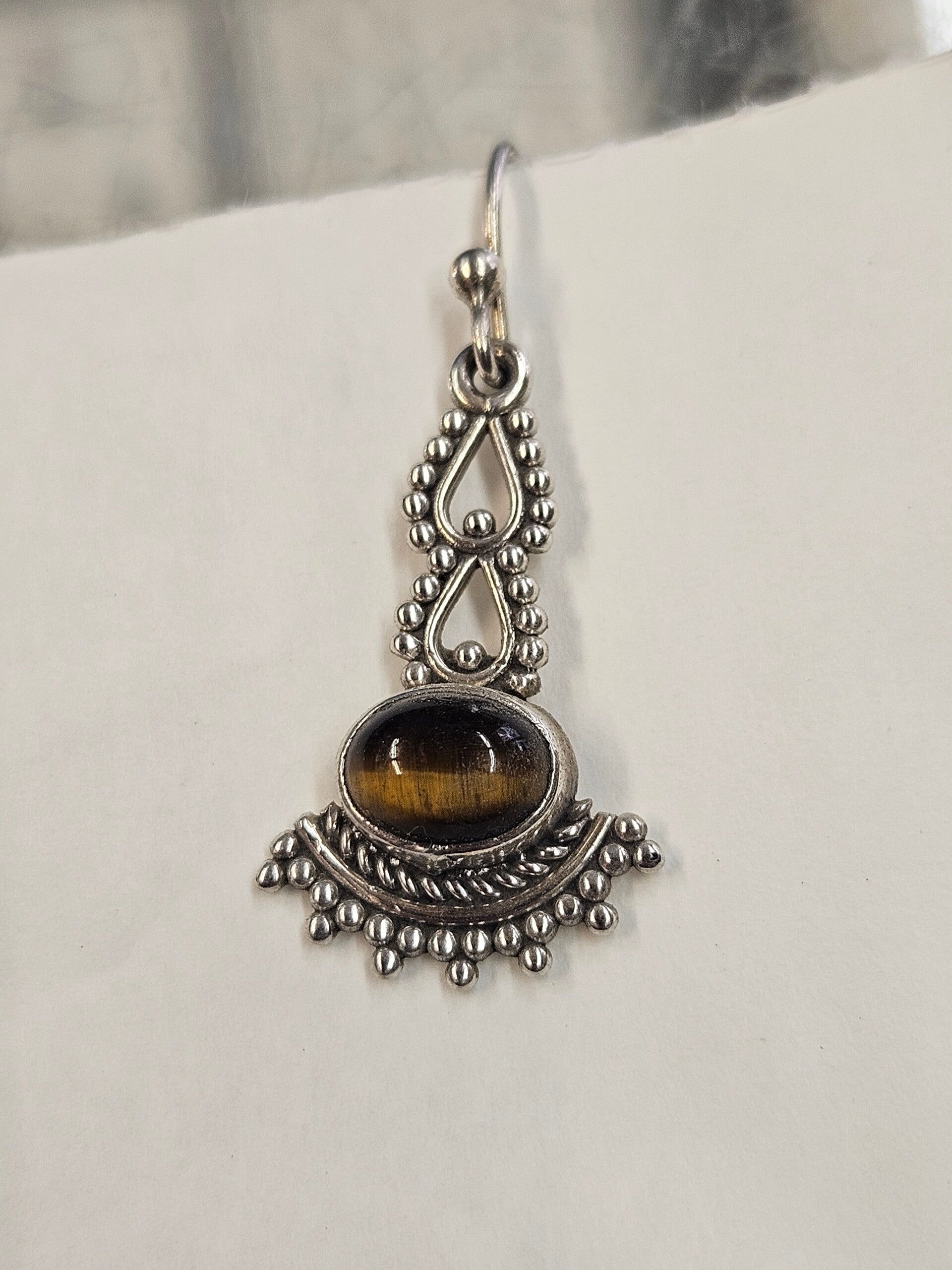 Boucles d'oreilles argent Oeil de tigre