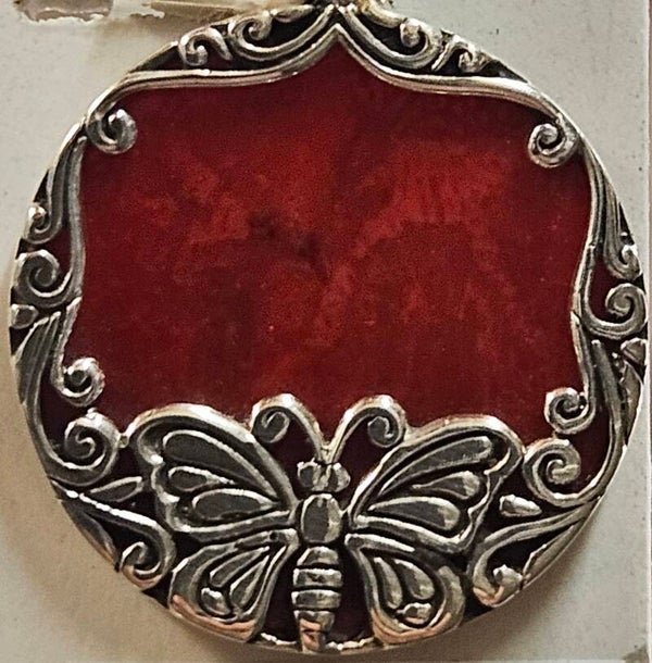 Pendentif argent Calcédoine rouge
