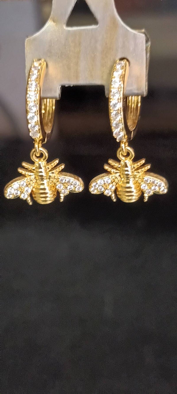 BOUCLES D'OREILLES ACIER PVD ABEILLE OZ