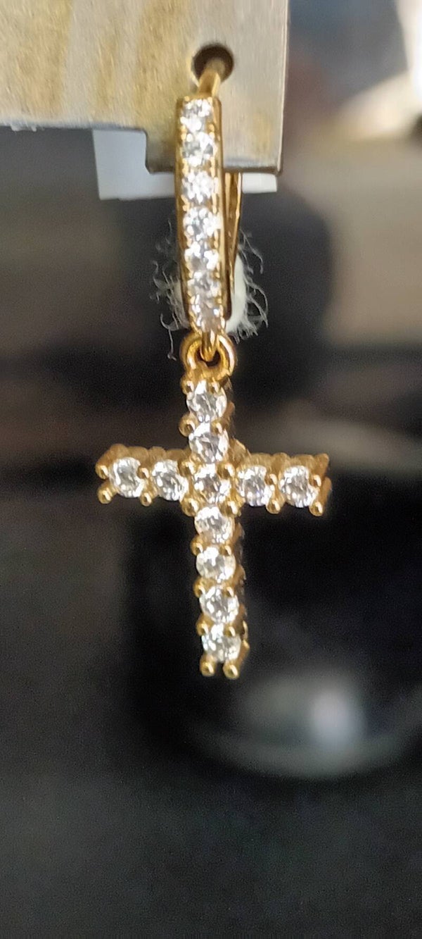 BOUCLES D'OREILLES ACIER PVD CROIX OZ