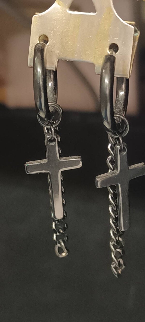 BOUCLES D'OREILLES ACIER PVD NOIR
