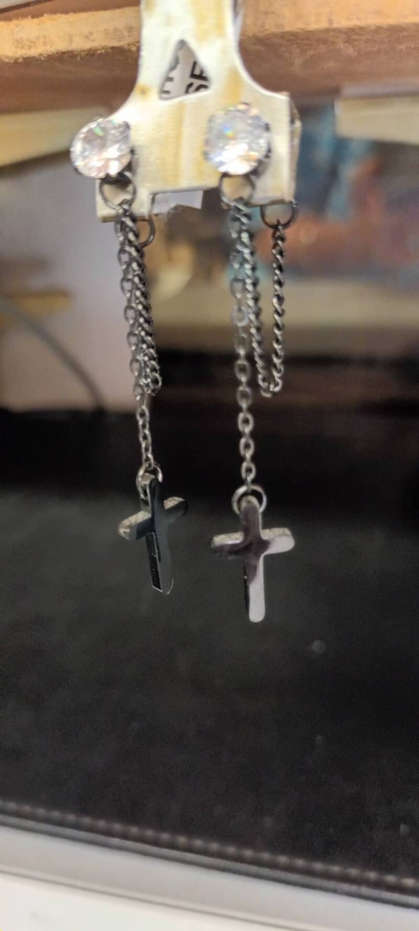 BOUCLES D'OREILLES ACIER PVD NOIR OZ