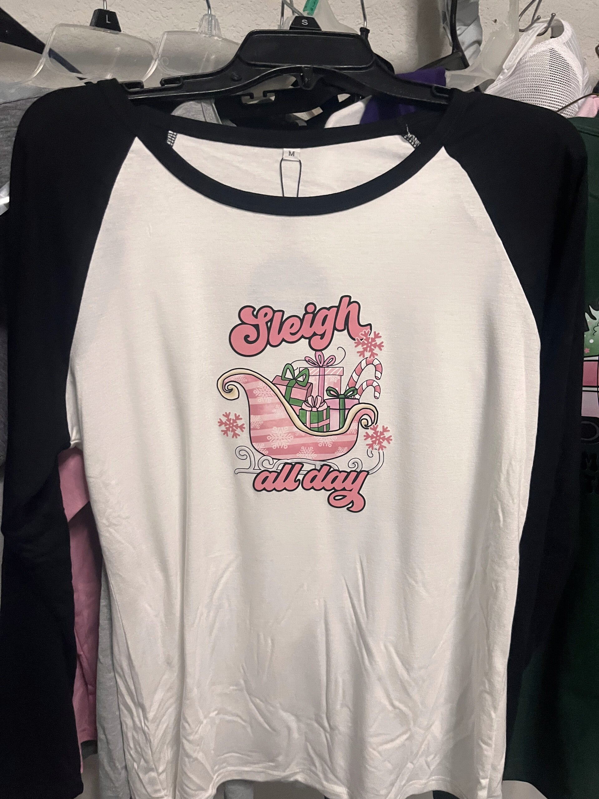 Womens Baseball Tee Medium Holiday Shirt