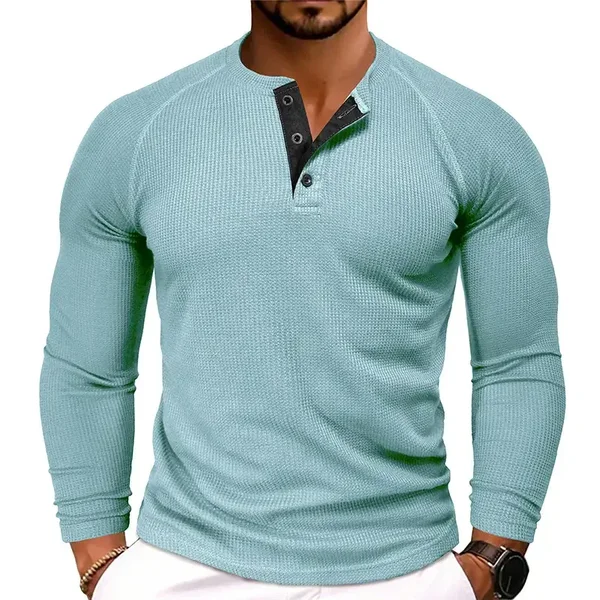 T-shirt casual da uomo a girocollo con motivo waffle