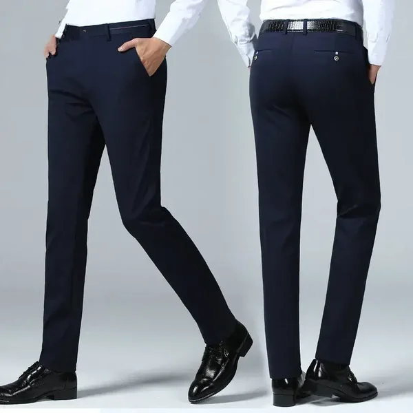 Pantaloni professionali, pantaloni da uomo in seta estivi, abiti da lavoro, pantaloni dritti coreani