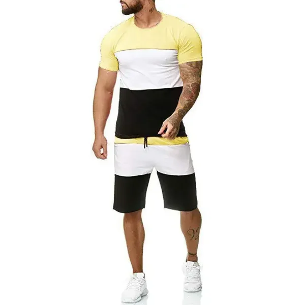 Completo da uomo a maniche corte con t-shirt abbinata per sport all'aria aperta e tempo libero