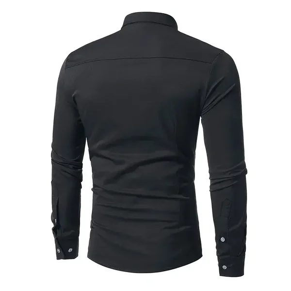 Camicia da  blu reale da uomo, marca, moda, slim fit, maniche lunghe