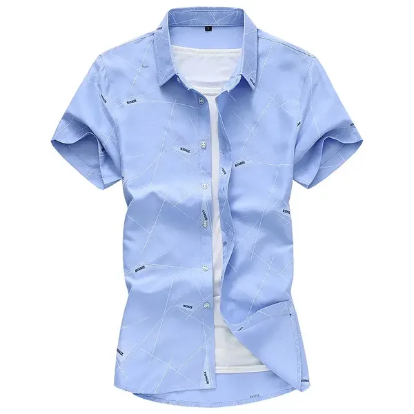Camicia da uomo a maniche corte in cotone con fiori
