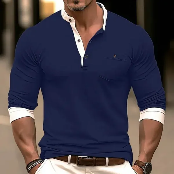 T-shirt da uomo a maniche lunghe con scollo rotondo