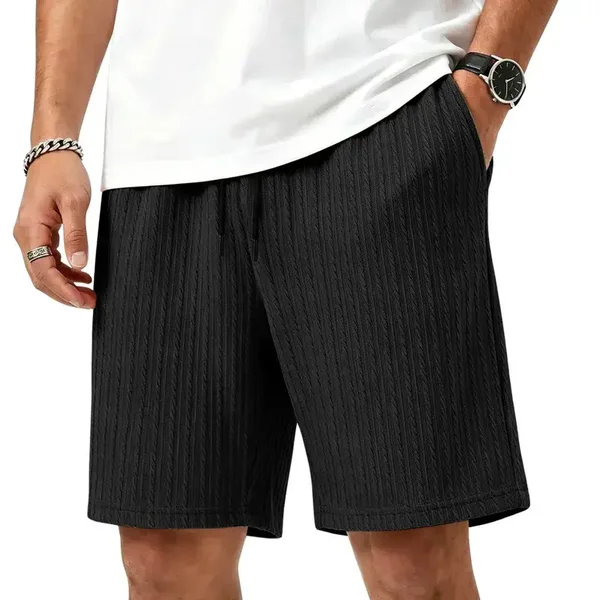 Pantaloncini sportivi da uomo in maglia jacquard, vestibilità ampia e casual.