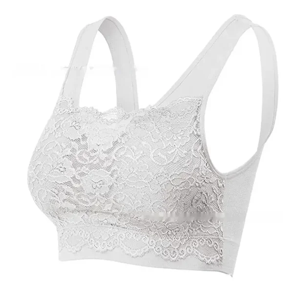 reggiseno sportivo con cuciture in pizzo.