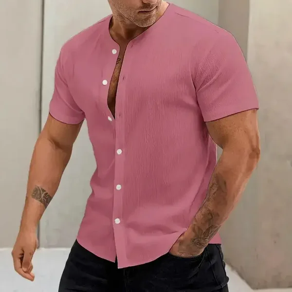 Nuovo cardigan da uomo a maniche corte con colletto alla coreana