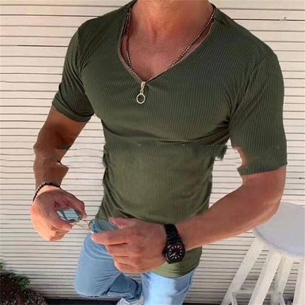 T-shirt da uomo slim fit versatile con cerniera