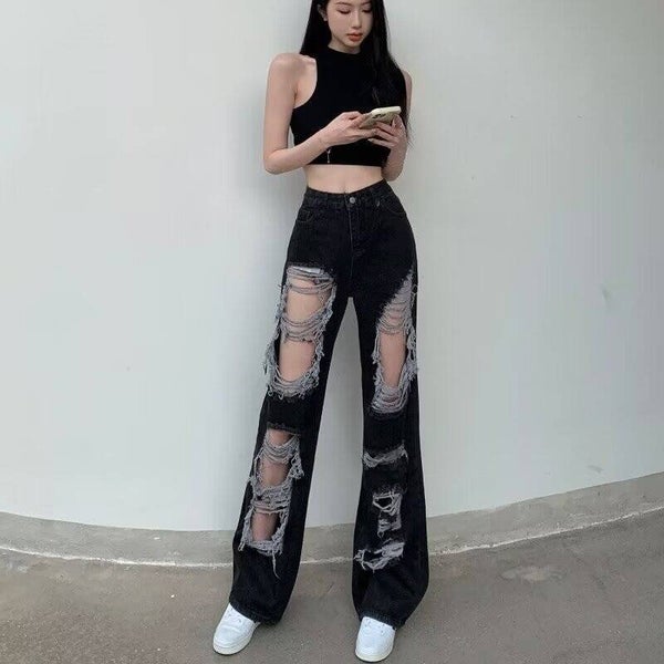 Pantaloni da donna a gamba dritta e larga, lunghi fino al pavimento, comodi e