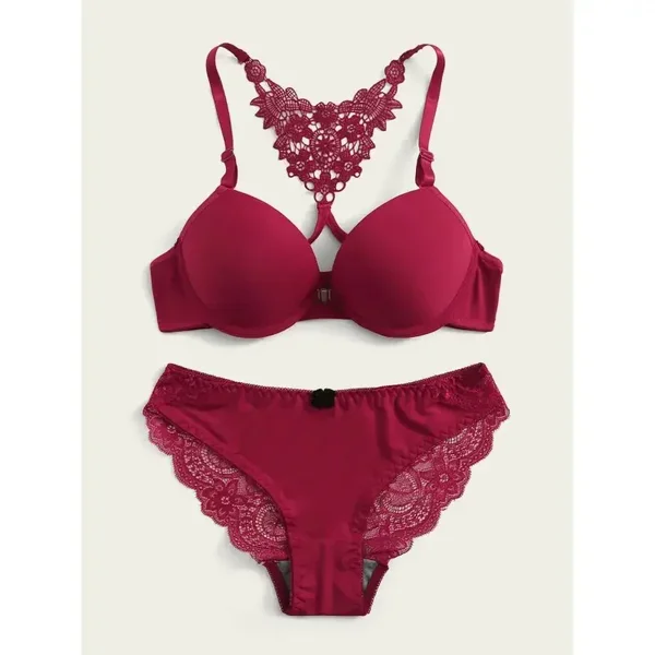 Completo intimo push-up da donna, reggiseno sexy senza schienale con chiusura frontale