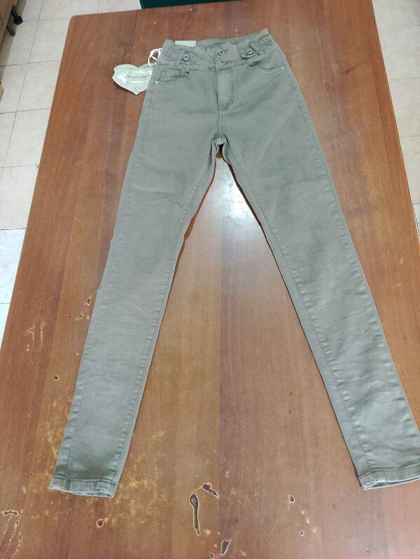 Jeans verde militare unisex taglia XS