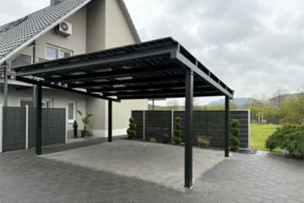 Luxo Double Solarcarport Bausatz mit Solardach 15x450W Bifizial Glas Glas