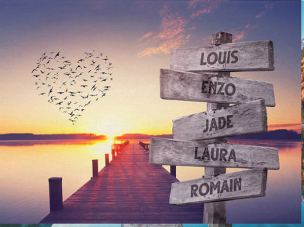 Cadre Famille coucher de soleil