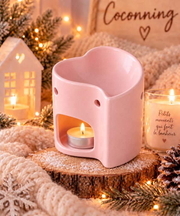 Brûleur à fondants parfumés Cœur rose poudré 🩷✨