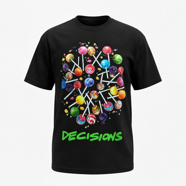 Decisions Adult Tee – Lollipops Edition Black/Green