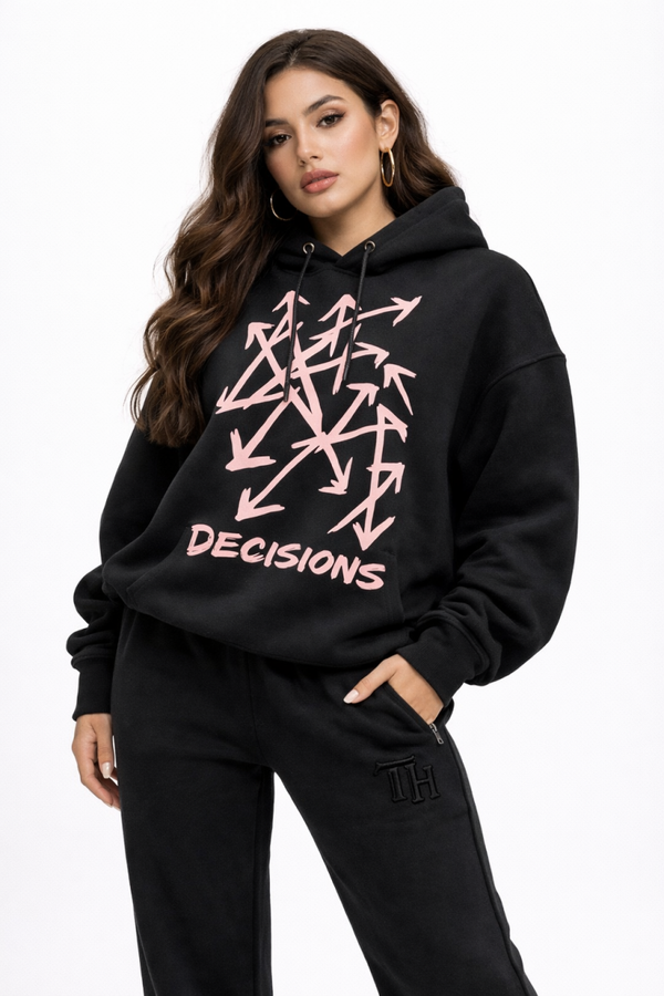 Decisions Hoodie Black/Dusty Rose with zipper pockets (Copy)