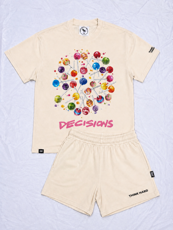Decisions™ Kids Short Set – Cream/Pink