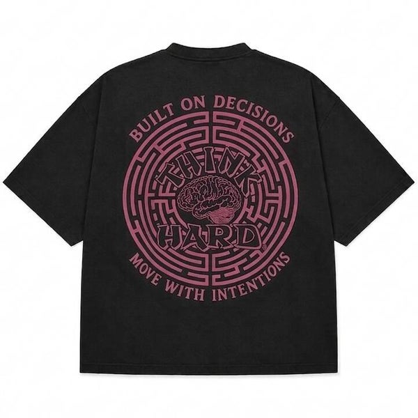 The Maze Tee-Black/Pink