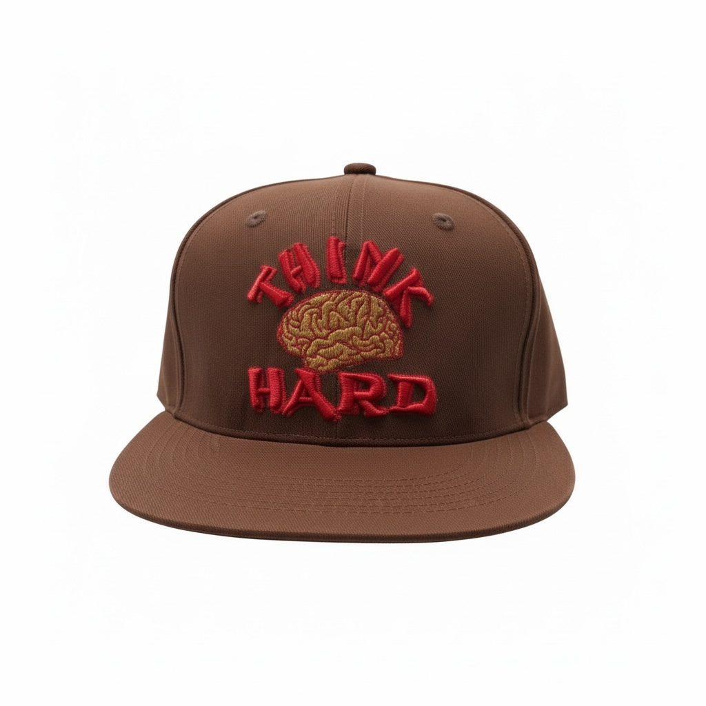 THINK HARD — Brown/Red Signature Snapback