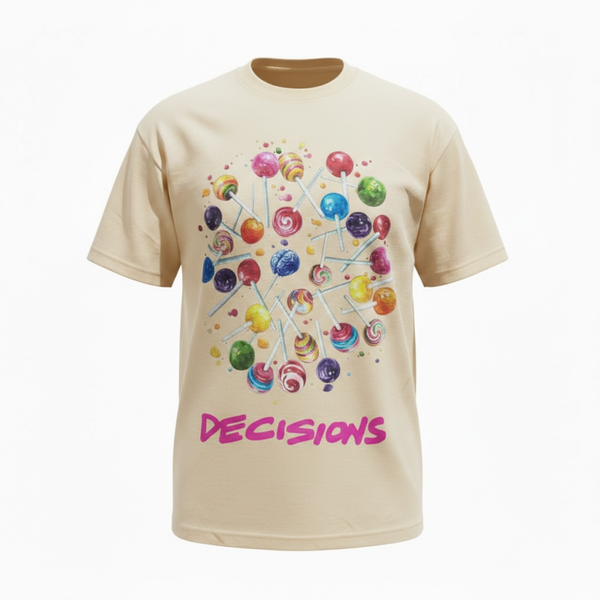Decisions™ Adult Tee – Lollipops Edition- Cream/Pink