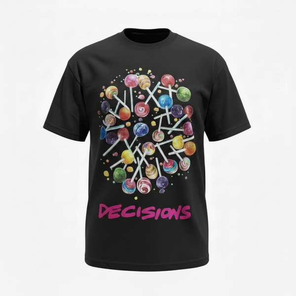 Decisions™ Adult Tee – Lollipops Edition Black/Pink