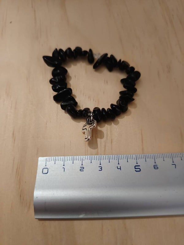 Bracelet élastique en obsidienne
