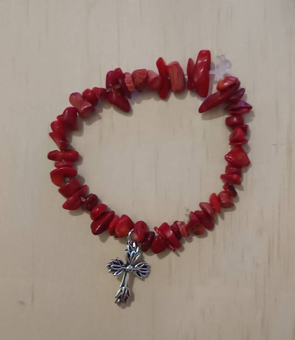 Bracelet élastique jaspes rouges