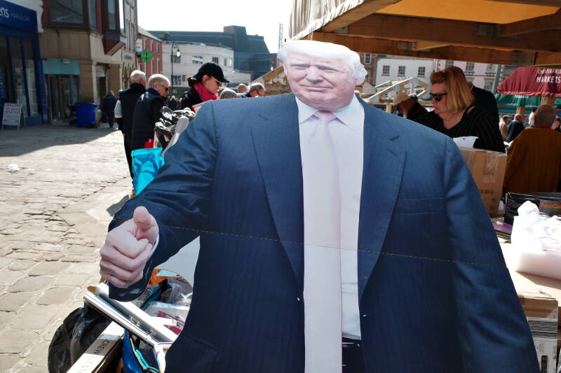 Cardboard cut out of Donal Trump - Chesterfield Flea Market UK 