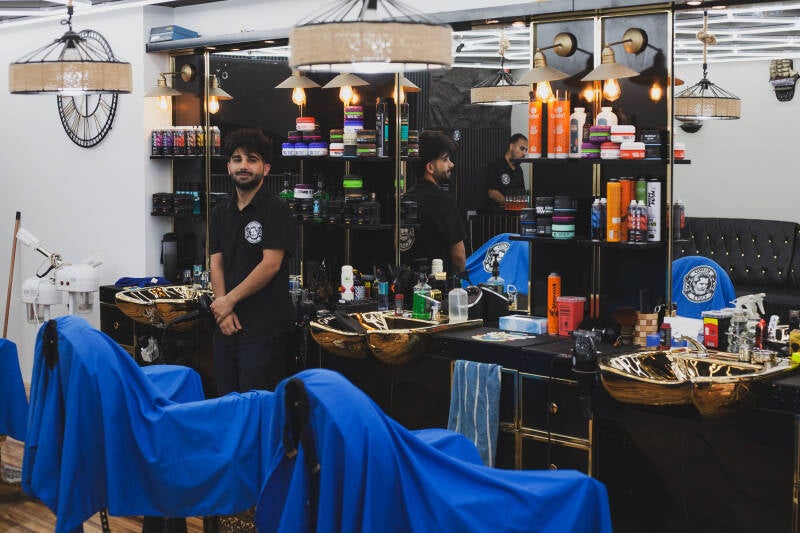 barber shop on the island of Angelsey as recorded by documentary photographer Jose Baker,
