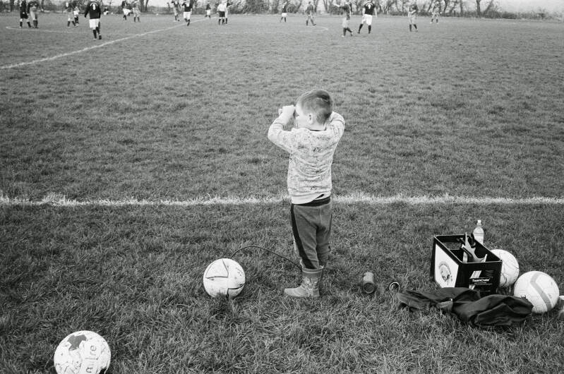 football and child, forest of dean, england, 2024,
