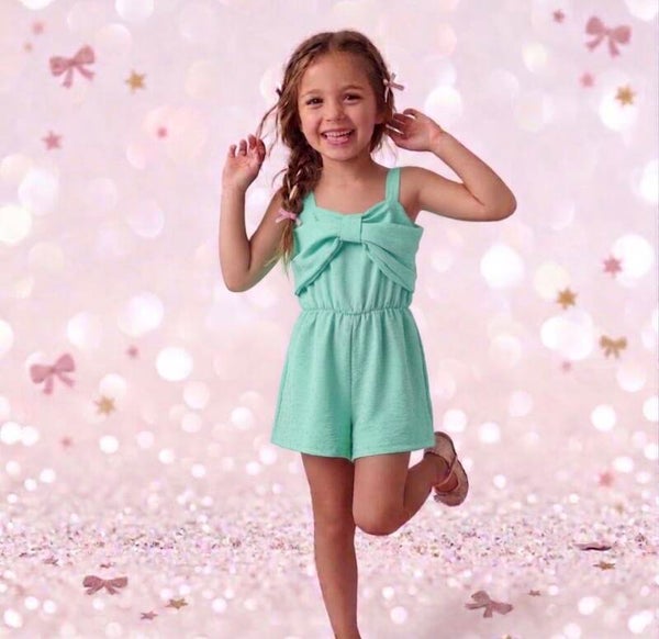 Sparkle Mint Jumpsuit met Grote Strik