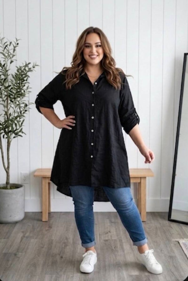 Lange Blouse “ICONIC” – Zwart | Oversized Must-Have