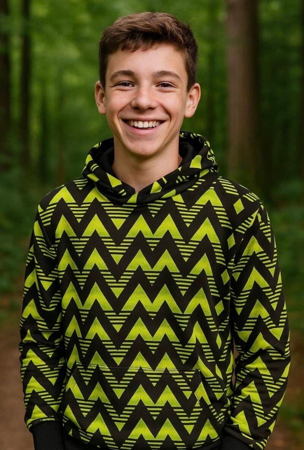 Jongens hoodie met dessin geel
